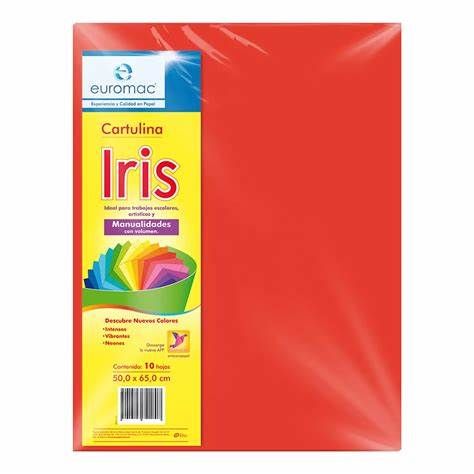 CARTULINA IRIS COLOR ROJO, CON 10