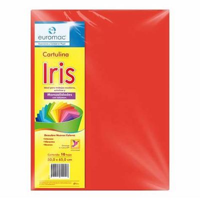 CARTULINA IRIS COLOR ROJO, CON 10