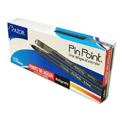 BOLIGRAFO PIN POINT PUNTO ULTRA FINO .5MM, NEGRO, AZOR, CAJA CON 12