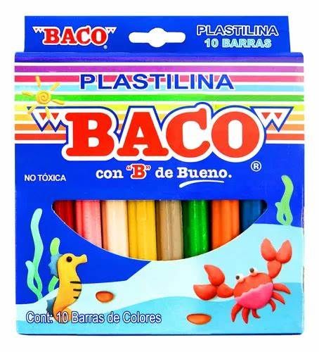 PLASTILINA BACO, CAJA CON 10 BARRITAS, CON 12 CAJAS