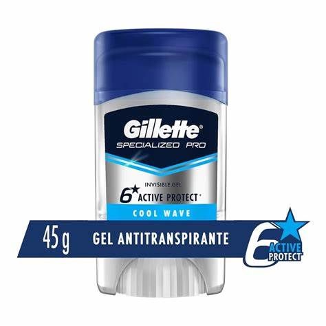 DESODORANTE ANTI GILLETE 45GR, GEL, MEN, CLINICAL COOL WAVE. CON 6