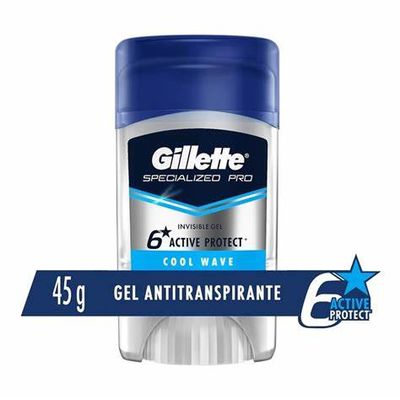 DESODORANTE ANTI GILLETE 45GR, GEL, MEN, CLINICAL COOL WAVE. CON 6