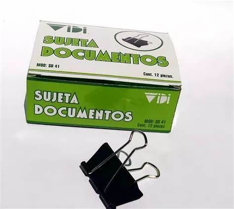 SUJETA DOCUMENTOS 41MM, CAJA CON 12 PZS