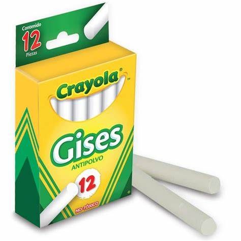 GIS BLANCO ANTIPOLVO CRAYOLA, COMPRIMIDO, CAJA CON 12, CON 6 CAJAS