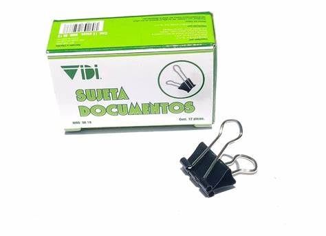SUJETA DOCUMENTOS 19MM, CAJA CON 12 PZS