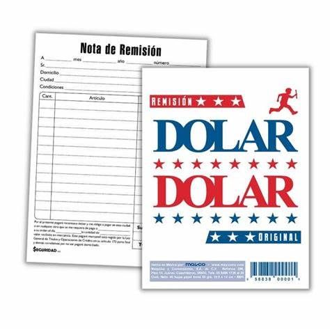 NOTA DE REMISION DOLLAR, BLOCK 1/8, ORIGINAL, CON 10 BLOCKS