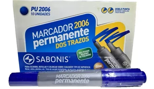 MARCADOR PERMANENTE AZUL, SABONIS, PUNTA CINCEL, CON 10