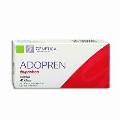 IBUPROFENO ADOPREN, 400MG, CAJA CON 10 TABS. PROMOCION: 3 CAJAS POR: