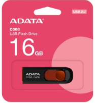Memoria USB ADATA C008, Negro, 16 GB, USB 2.0, PROMOCION: 3 MEMORIAS POR: