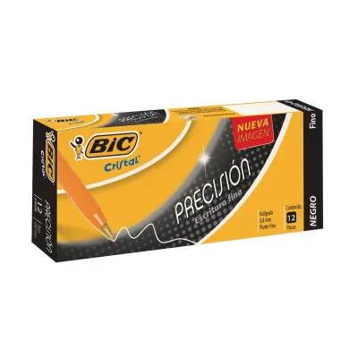 BOLIGRAFO BIC, PUNTO FINO COLOR NEGRO, CAJA CON 12