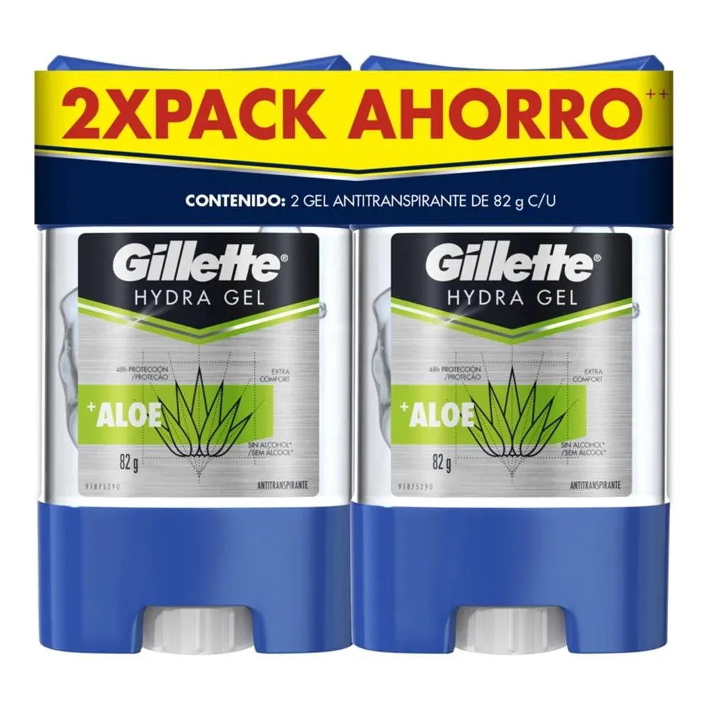 DESODORANTE ANTITRANSPIRANTE GILLETTE 82 GR. GEL ALOE C/2