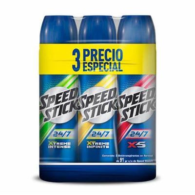 DESODORANTE ANTITRANSPIRANTE SPEED STICK 150 ML. AER. XTREME C/3 ULTRA, INTENSE, X5