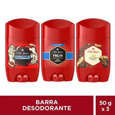 DESODORANTE ANTITRANSPIRANTE OLD SPICE STICK 50 GR. MIXED C/3