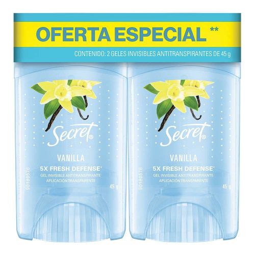 DESODORANTE ANTITRANSPIRANTE SECRET 45 GR STICK GEL VAINILLA C/2