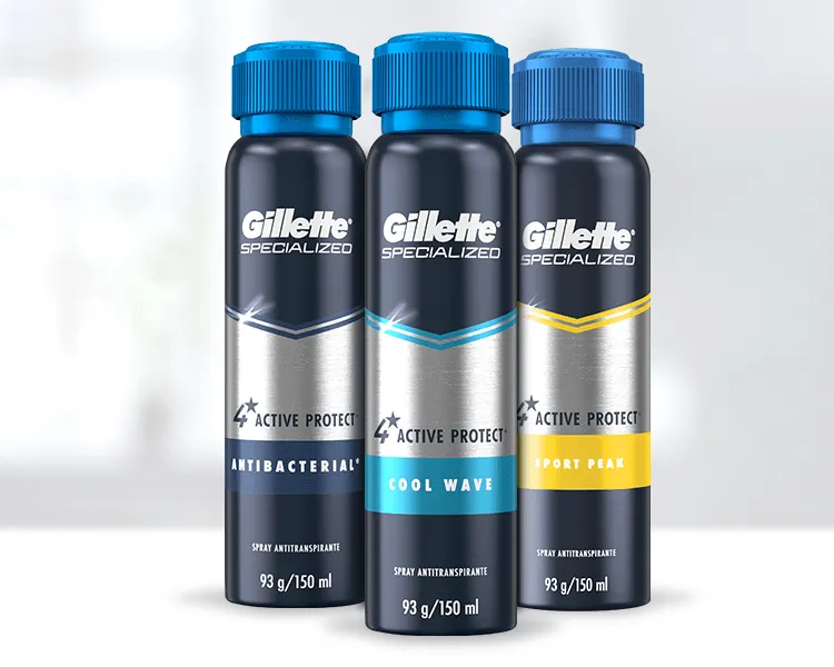 DESODORANTE ANTITRANSPIRANTE GILLETTE 150 ML. AEROSOL, SURTIDOS, CON 3