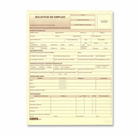 SOLICITUD DE EMPLEO ECONOMICA, 3 BLOCKS CON 25