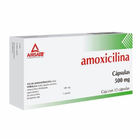 AMOXICILINA, CAJA CON 12 CAPS 500MG, 2 CAJAS POR: