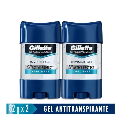 DESODORANTE ANTI GILLETE 82GR, GEL, MEN, COOL WAVE, CON 2