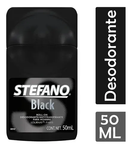DESODORANTE STEFANO, ROLLON, 50ML, BLACK, CABALLERO, CON 6