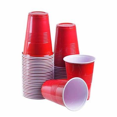 VASO ROJO DE PLASTICO, PACK CON 25, CON 3 PACKS
