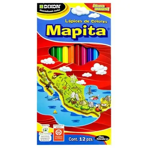 COLORES LARGOS MAPITA, CAJA CON 12, CON 5 CAJAS