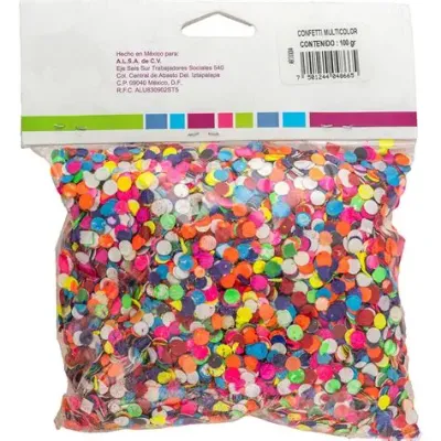 CONFETTI MULTICOLOR, BOLSA CON 100GR, CON 6 BOLSAS