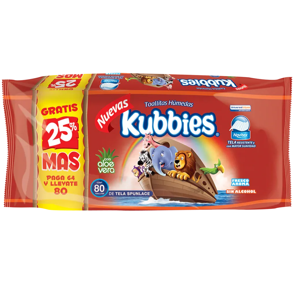 TOALLAS HUMEDAS KUBBIES C/80, CON 6