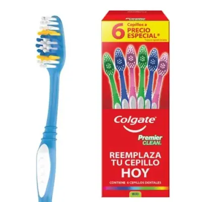 CEPILLO DENTAL COLGATE PREMIER CLEAN, CAJA CON 6