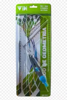 JUEGO DE GEOMETRIA, CON COMPAS DE PLASTICO GEO 4 VIDI, MEDIANO, CON 3