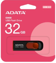 Memoria USB ADATA C008, Negro, 32 GB, USB 2.0,