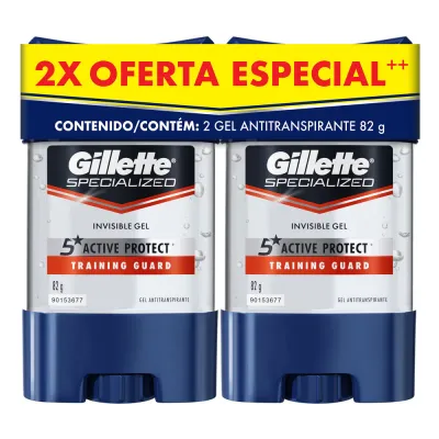 DESODORANTE ANTITRANSPIRANTE GILLETTE 82 GR. GEL TRAINING GUARD C/2