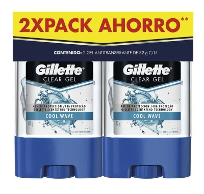 DESODORANTE ANTITRANSPIRANTE GILLETTE 82 GR. GEL COOL WAVE C/2