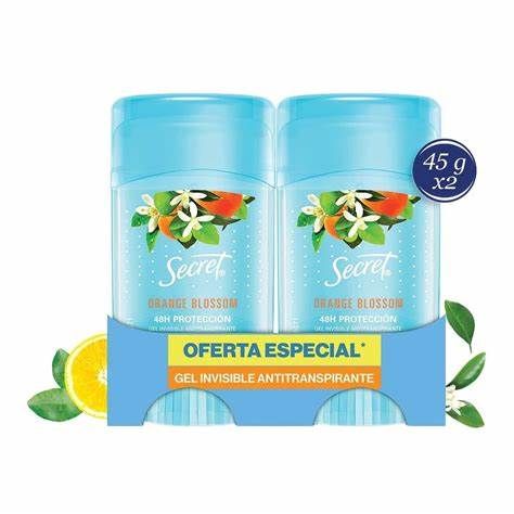 DESODORANTE ANTITRANSPIRANTE SECRET 45GR, GEL, STICK