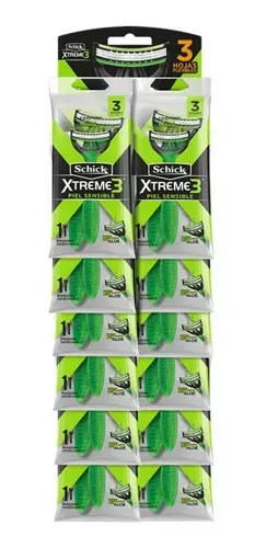 RASTRILLO SCHICK XTREME 3 VERDE CON 12+2, (INCLUYE 5 ENCENDEDORES ECONOMICOS)