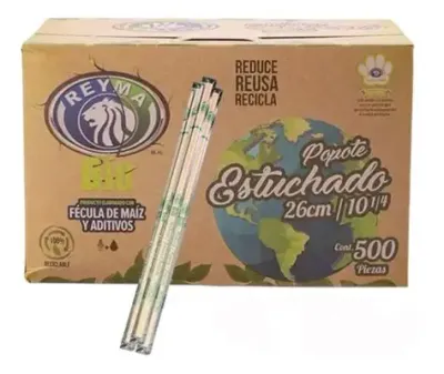 POPOTE REYMA BIODEGRADABLE 26CM, CON 500