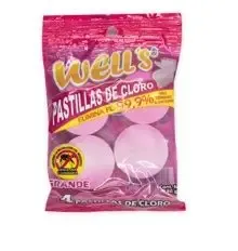 PASTILLA WELLS CLORO, GRANDE, PARA DESINFECTAR TINACOS, PAQUETE CON 4,