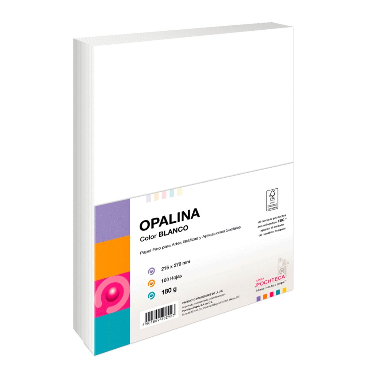PAPEL OPALINA BLANCA, 125GR, CON 100