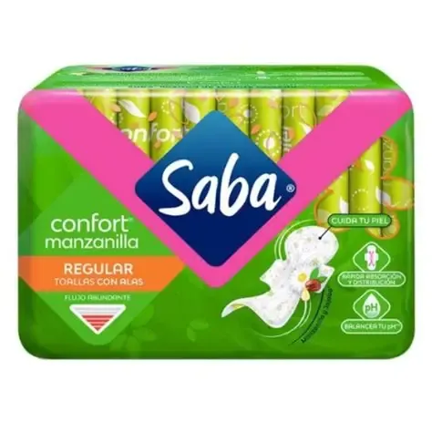 TOALLA SABA CONFORT REGULAR CON ALAS, BOLSA CON 10, CAJA CON 10+2 BOLSAS