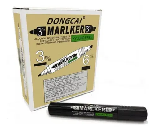 MARCADOR PERMANENTE DOBLE PUNTA MARLKER, CON 12, RECARGABLE