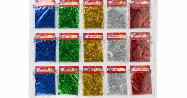 DIAMANTINA BRILLANTE, CARTERA CON 20 DE 2.5GR, DIFERENTES COLORES