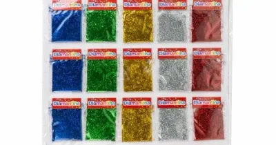DIAMANTINA BRILLANTE, CARTERA CON 20 DE 2.5GR, DIFERENTES COLORES