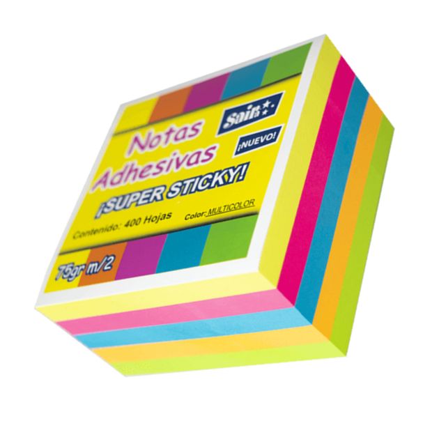 POST IT NOTA ADHESIVA, BLOQUE 3X3 CON 400HJS, CON 3 BLOQUES