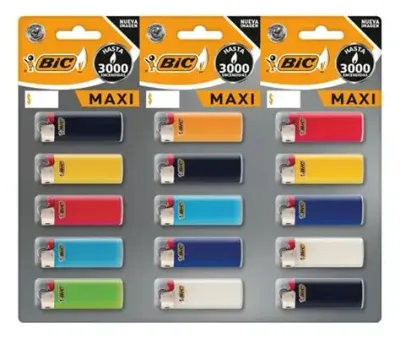 ENCENDEDOR BIC MAXI, EXHIBIDOR CON 15