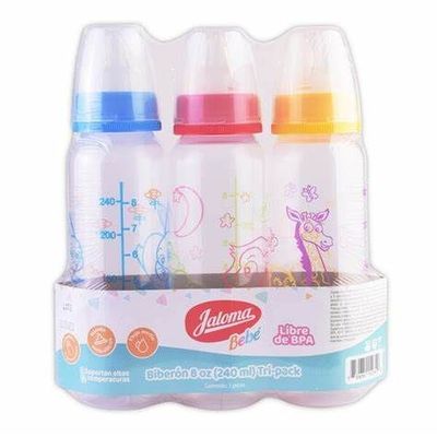 BIBERON JALOMA 8OZ, COLORES SURTIDOS, CON 6