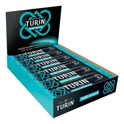 CHOCOLATE TURIN SIN AZUCAR, CON 18 BARRAS
