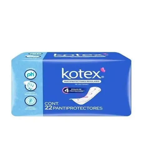 TOALLA KOTEX PANTY PROTECTORES, REGULAR, BOLSA CON 22