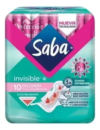 TOALLA SABA CONFORT INVISIBLE C/A C/10 (10B)