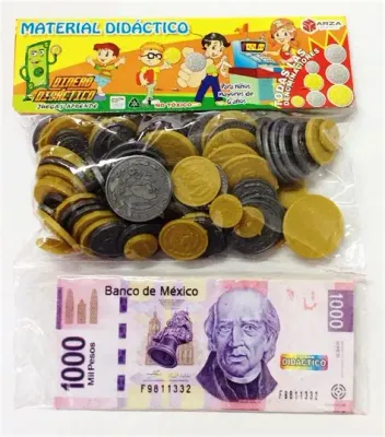 DINERO DIDACTICO (BILLETES Y MONEDAS), TODAS LAS DENOMINACIONES, CON 108 PIEZAS.