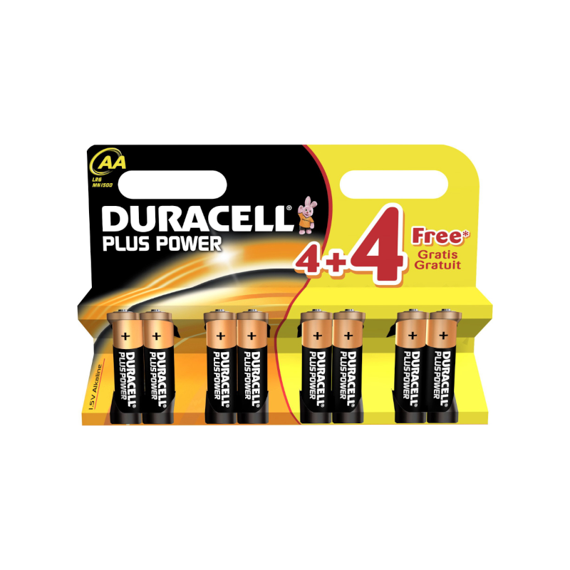Duracell Plus Power AA Batteries 8 Pack (4+4 Free)