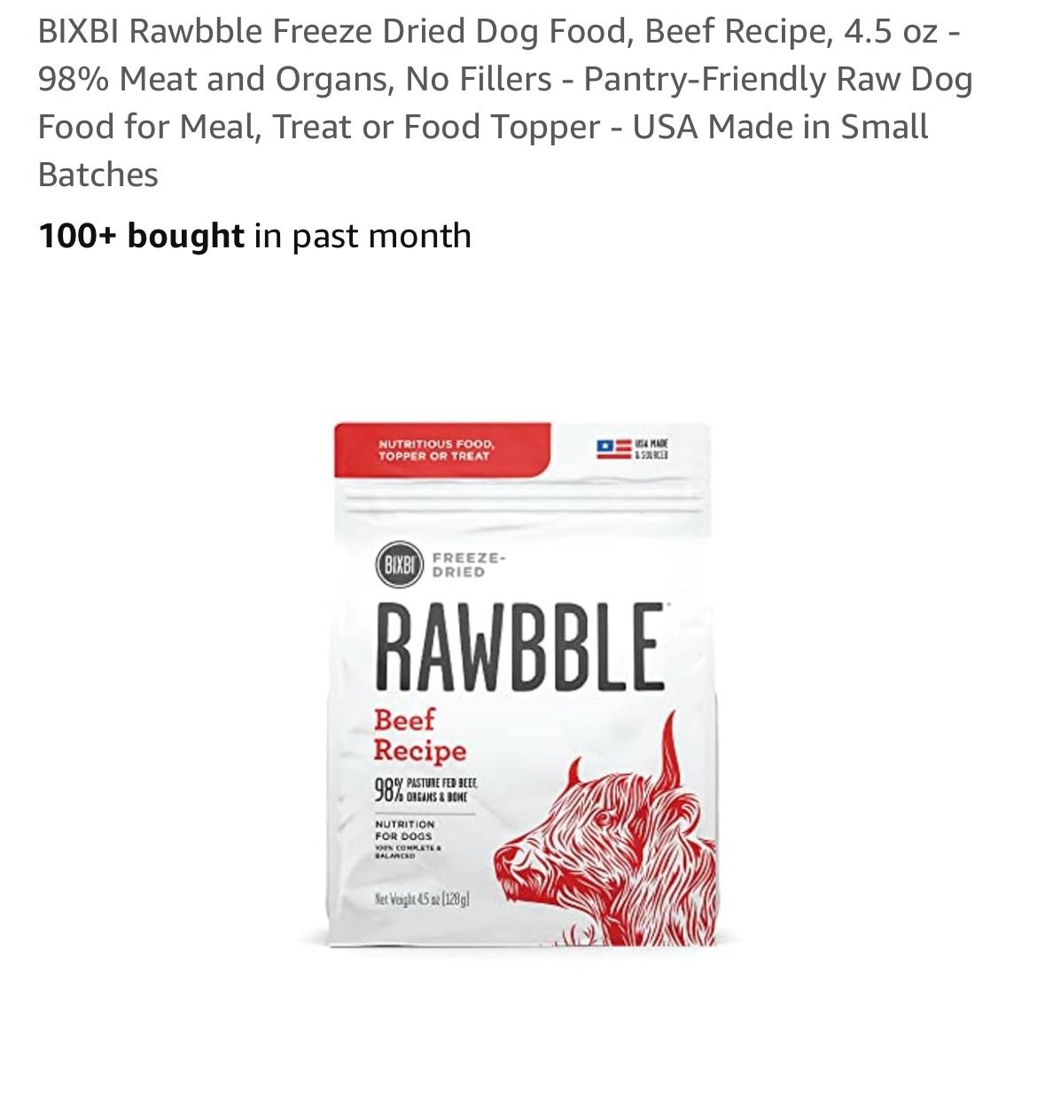 Bixbi Rawbble Beef FD 4.5oz